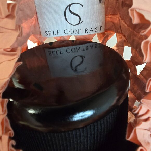 NWT Self Contrast Anthropologie Puff-Sleeve Blouse Size Medium Pink/Orange Paypa - Picture 7 of 10